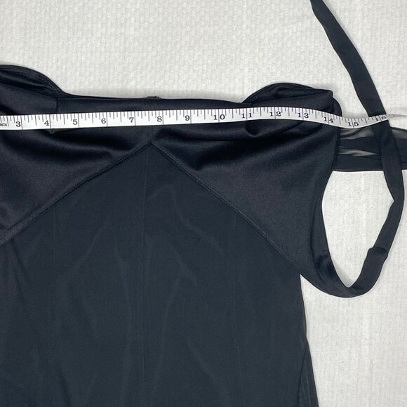 Le Château Black Halter Wrap Dress | Size XXS | Elegant Asymmetrical Hem - Picture 6 of 6